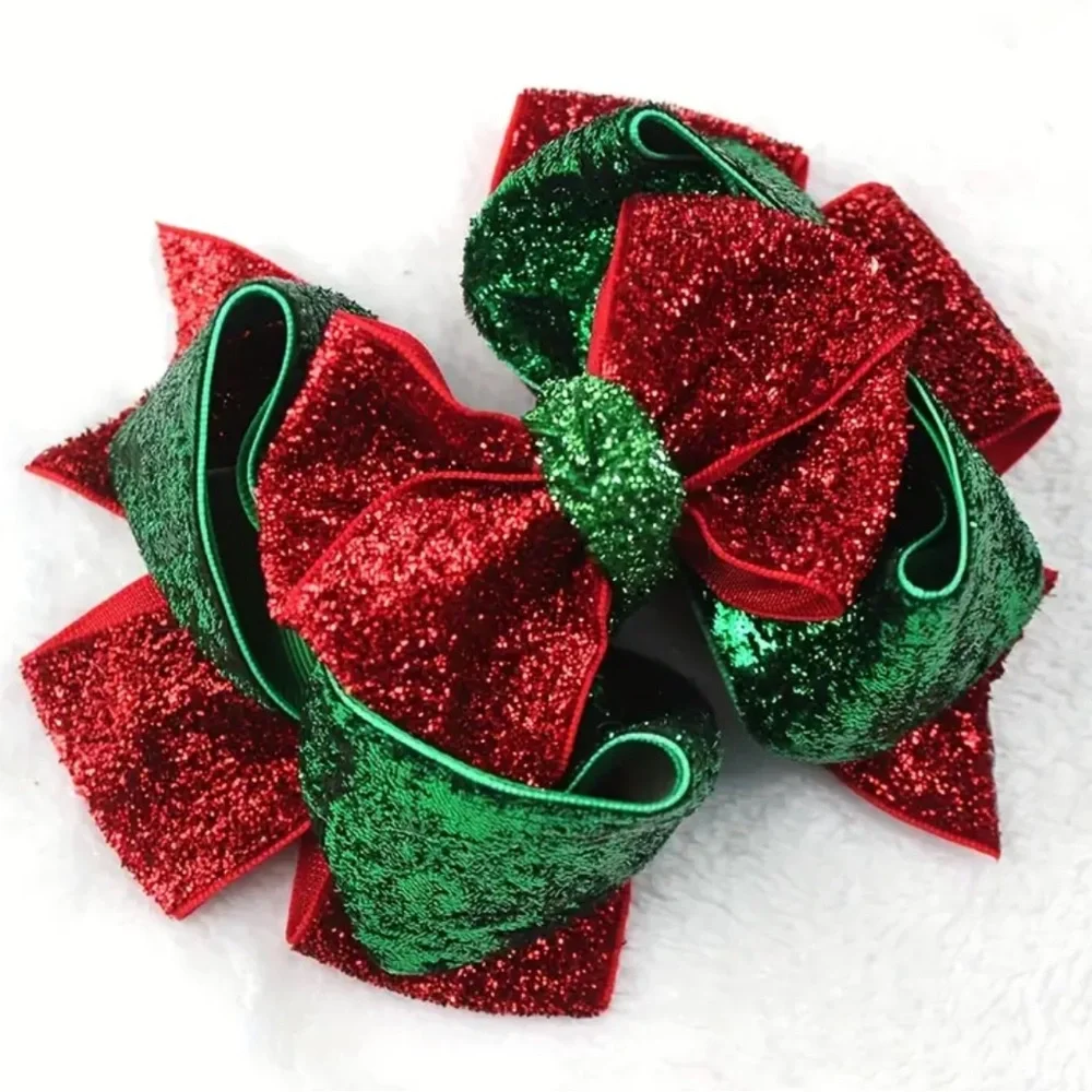 Velvet Christmas Hairpin - Onion Glitter Bow Winter Holiday Series Boutique NEW